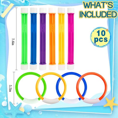 Pool Bath Toys Accessories for Kids Toddlers Ages 4-8, 8 PCS Diving Torpedos Sand Beach Outside Water Play Toys for Summer Swimming Game Party Supplies Favors Gifts Stuff Pool Accessories Must Have in Kuwait