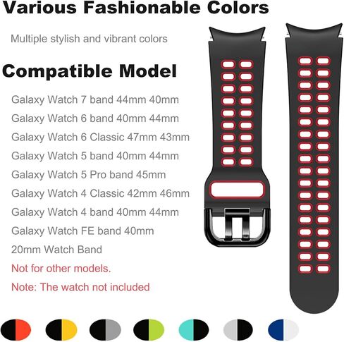 Threeeggs Watch Band for Galaxy Watch 4, 20mm Silicone Strap for Samsung Galaxy Watch 6 / Watch 5 / Watch 5 Pro, Soft Sports Wristband for Women Men in Kuwait