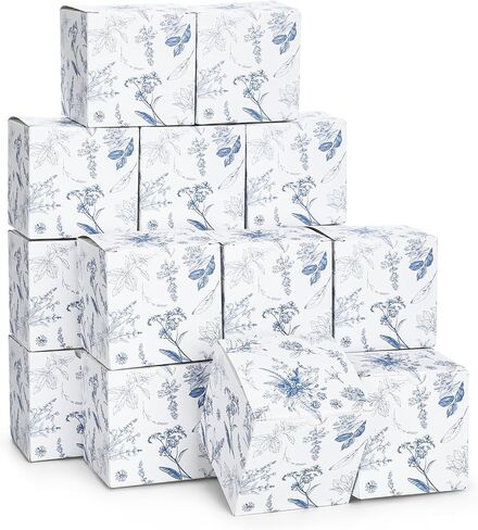 TeCunite 50 PCS 3x3x3 '' Blue Floral Paper Hights Joxes Chinoiserie Floral Print Paper Paper Box Blue White Party Bag Braches Cynaging Bagging for Wedder in Saudi Arabia