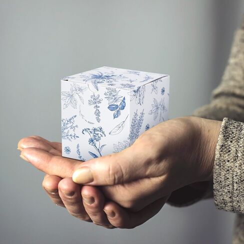 TeCunite 50 PCS 3x3x3 '' Blue Floral Paper Hights Joxes Chinoiserie Floral Print Paper Paper Box Blue White Party Bag Braches Cynaging Bagging for Wedder in Saudi Arabia