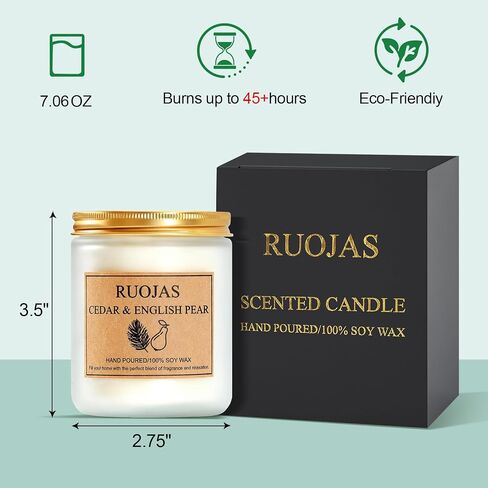 شمعة معطرة، شمعة الصويا الطبيعية، شمعة الفانيليا والبرتقال للعلاج العطري، هدايا للأم والأب، شمعة العطلات، شمعة السبا، وقت حرق 45 ساعة (7 أونصة) in Saudi Arabia