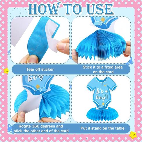12 Pcs Gender Reveal Decoration Set, Baby Gender Reveal Honeycomb Centerpieces, Blue and Pink, He or She, Boy or Girl, Pregnancy Announcements Newborn Baby Shower Party Supplies for Unisex in Kuwait