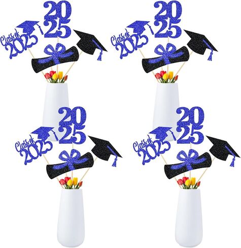 TeePolly 24Pcs Purple 2025 Graduation Centerpiece Sticks, Graduation Party Centerpieces for Tables 2025 Purple Class of 2025 Graduation Table Centerpieces Decorations in Kuwait