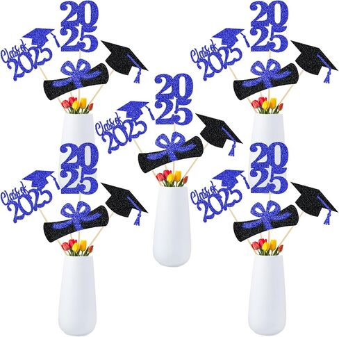 TeePolly 24Pcs Purple 2025 Graduation Centerpiece Sticks, Graduation Party Centerpieces for Tables 2025 Purple Class of 2025 Graduation Table Centerpieces Decorations in Kuwait