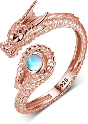 Dragon Ring 925 Sterling Silver Dragon Ring for Women Moonstone Dragon Ring Dragon Jewelry Gifts for Women in Saudi Arabia