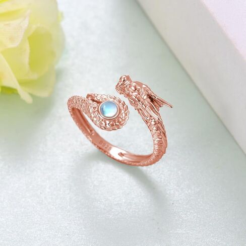 Dragon Ring 925 Sterling Silver Dragon Ring for Women Moonstone Dragon Ring Dragon Jewelry Gifts for Women in Saudi Arabia