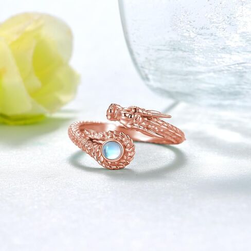 Dragon Ring 925 Sterling Silver Dragon Ring for Women Moonstone Dragon Ring Dragon Jewelry Gifts for Women in Saudi Arabia
