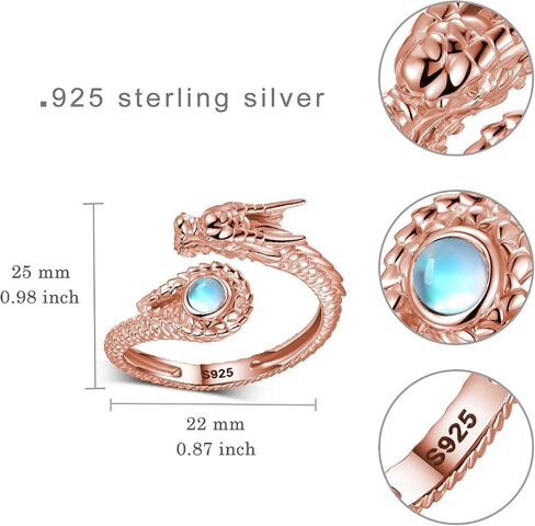 Dragon Ring 925 Sterling Silver Dragon Ring for Women Moonstone Dragon Ring Dragon Jewelry Gifts for Women in Saudi Arabia