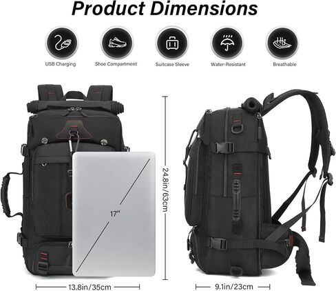 Travel Backpack for Men, 50L Large Carry on Backpack Durable Convertible Duffle Bag Fit for 17 Inch Laptop with Shoe Compartment, Wet Pocket in Saudi Arabia