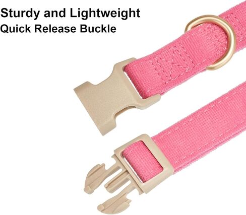 Soft Cotton Dog Collar Adjustable Corduroy Dog Collars for Small Medium Large Female Dogs(Hot Pink,Medium) in Kuwait