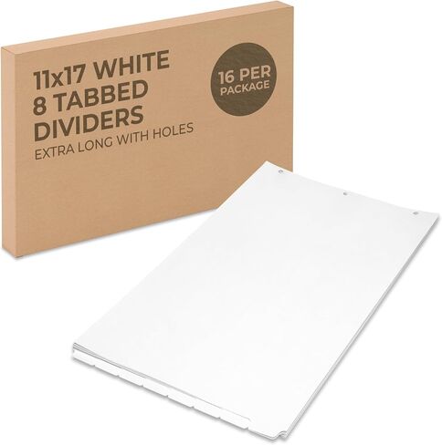 11x17 White 8 Tabbed Dividers Extra Long (16 per Package) with Holes in Saudi Arabia