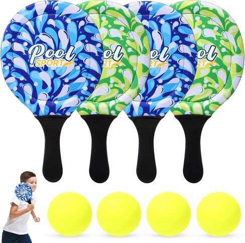 4 Pcs Water Paddle and Ball Set Beach Paddle Ball Waterproof Paddle Outdoor Games for Kids Teens Adults Swimming Pool Beach Game (Blue, Green) in Saudi Arabia