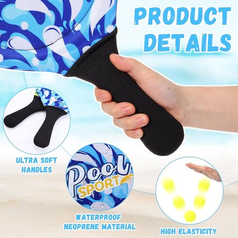 4 Pcs Water Paddle and Ball Set Beach Paddle Ball Waterproof Paddle Outdoor Games for Kids Teens Adults Swimming Pool Beach Game (Blue, Green) in Saudi Arabia