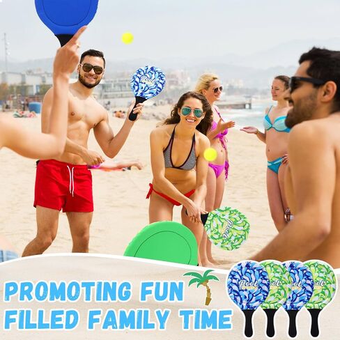4 Pcs Water Paddle and Ball Set Beach Paddle Ball Waterproof Paddle Outdoor Games for Kids Teens Adults Swimming Pool Beach Game (Blue, Green) in Saudi Arabia