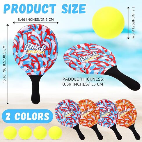 4 Pcs Water Paddle and Ball Set Beach Paddle Ball Waterproof Paddle Outdoor Games for Kids Teens Adults Swimming Pool Beach Game (Blue, Green) in Saudi Arabia
