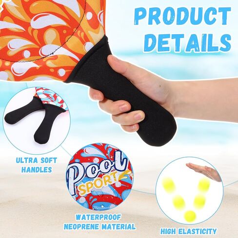 4 Pcs Water Paddle and Ball Set Beach Paddle Ball Waterproof Paddle Outdoor Games for Kids Teens Adults Swimming Pool Beach Game (Blue, Green) in Saudi Arabia