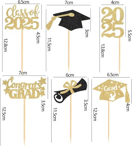 60 Pcs 2025 Graduation Cupcake Toppers,Glitter Class of 2025 Cupcake Toppers 2025 Congrats Grad Cap Diploma Cupcake Picks for Graduation Theme Party Cake Decorations,Gold in Saudi Arabia