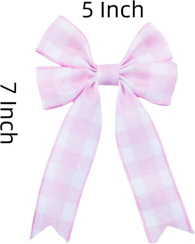 12 PCS Pink Burlap Ribbon Bows 5 "X7" Decore Farmhouse Decors لحفلات الزفاف ، الحرف اليدوية على مدار السنة (الوردي) in Kuwait