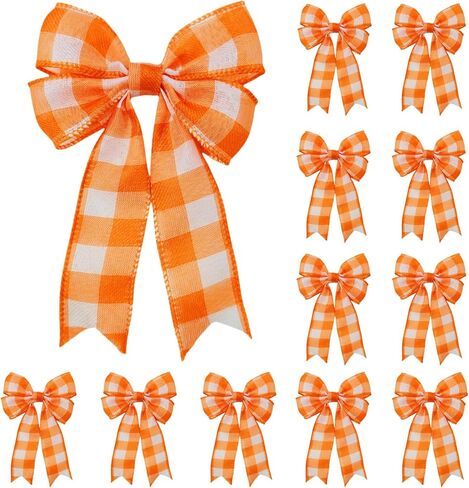 12 PCS Pink Burlap Ribbon Bows 5 "X7" Decore Farmhouse Decors لحفلات الزفاف ، الحرف اليدوية على مدار السنة (الوردي) in Kuwait