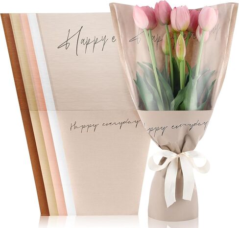 Harloon 100 Pcs Flower Wrapping Bags 11 x 5.1 x 17.3in Kraft Paper Flower Sleeves for Bouquet Clear Flower Wrapping Paper Multiple Flower Packaging Bag for Mother's Day Anniversary Wedding (Colorful) in Saudi Arabia