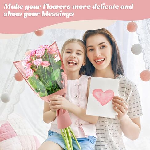 Harloon 100 Pcs Flower Wrapping Bags 11 x 5.1 x 17.3in Kraft Paper Flower Sleeves for Bouquet Clear Flower Wrapping Paper Multiple Flower Packaging Bag for Mother's Day Anniversary Wedding (Colorful) in Saudi Arabia