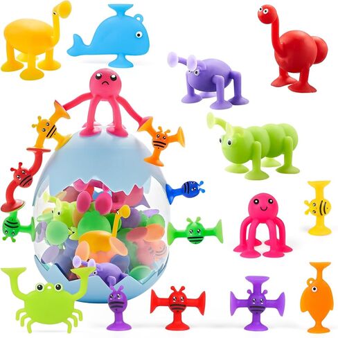 Suction Cup Toy for Baby Age 3, Suction Toys 40PCS Kids Bath Toys Ages 4-8 | Toddler Window Shower Bathtub Building Toys, Montessori Sensory Stress Release Birthday Xmas Gifts for 6-8 Years Old Boy Girl in Saudi Arabia