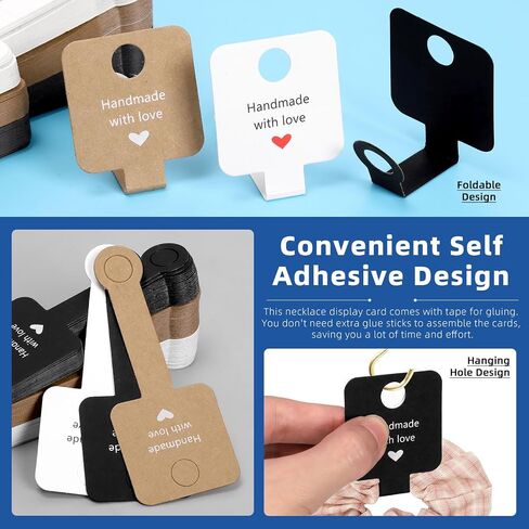 Glarks 150Pcs Self Adhesive Bracelet Display Cards, 4x10CM Necklace Display Cards Brown, Black and White Kraft Paper Bracelet Display Card, Hanging Jewelry Card Holder in Saudi Arabia