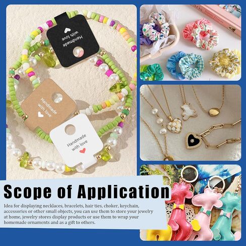 Glarks 150Pcs Self Adhesive Bracelet Display Cards, 4x10CM Necklace Display Cards Brown, Black and White Kraft Paper Bracelet Display Card, Hanging Jewelry Card Holder in Saudi Arabia