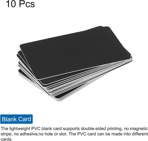 MECCANIXITY 10Pcs Blank PVC Cards Color, CR80 30 Mil Plastic Cards Blank ID Card Waterproof for ID Badge, Credit Cards, Identification Badges, Printer, Black in Kuwait