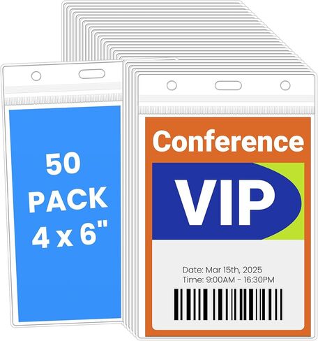 Bulk Acsurpo اسم شارة كبير (50pcs)-FIT 3.5 "× 5" إدراج ، حامل شارة VIP عمودي واضحة PVC اسم العلامة حامل بطاقة شارة الشارة in Kuwait