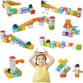 QBI كتل مغناطيسية للأطفال الصغار الذين تتراوح أعمارهم بين 3+ | لعبة STEM Montessori Preschool Toy مع جرامة العجلة | 3D Building Building Building Build for Boys & Girls | لعبة التعلم الحسية المبكر - 21 قطعة