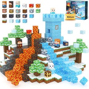 Magnetic Blocks - Build Mine Magnet World Frozen Lava Set, Magnetic Building Blocks for Kids Age 3-5 4-8 5-7, STEM Senosry Toys for Toddlers, Ideal Gift for 3+ Year Old Boys Girls