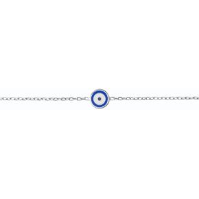 925 Sterling Silver Bracelet with Blue Evil Eye Charm, Turkish Eye, Nazar Eye Design, Enamel Bracelet