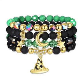 NLCAC Pink Green Witch Princess الصداقة مطابقة الأساور Crown Witch Hat Bracelets لـ Elphaba Glinda Fans Witch Merch Jewelry BFF Comploy