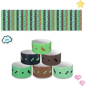 36 PCS Pixel Slap Bracelets for Kids ، Pixel Form Party Favors for Kids Birthday Party Decorations Supplies (6 أنماط)