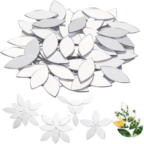 Olycraft 300pcs ذاتيًا لاصق البلاط المرآة الأكريليك - 1x0.4 بوصة ، سمك 0.8 ملم ، فضي ، DIY للحرف اليدوية ، الفن ، الجدار ، الباب ، الزخارف المنزلية