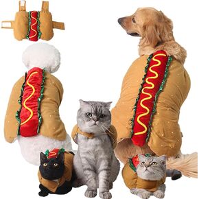 ABLAZEZAI Pet Christmas Costumes, Dog Funny Hot Dog Clothes, Cat Puppy Party Cosplay Apparel Accessories, Halloween Christmas Clothing for Small Medium Large Pets (L)