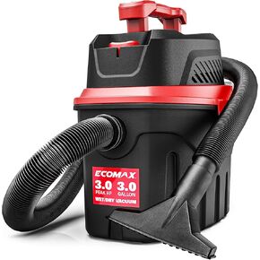 Small Shop Vacuum Wet/Dry 3 Gallon, 3 Peak HP, Portable Wet Dry Vac, 3-in-1 Shop Vacuum with Blower Function, with Air Flow 80CFM, for Home, Car Detailing, Workshop, Jobsite, EM18910P-3