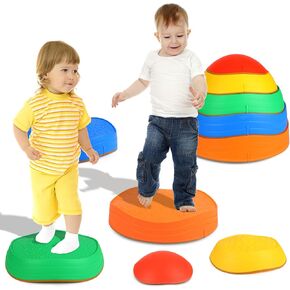 Flooyes Stepping Stones for Kids ، 5 pcs الحجارة غير المتينة غير المنقولة ، وأحجار الخطوة الحسية لتعزيز توازن الأطفال والمهارات الحركية الإجمالية ، والألعاب الداخلية والخارجية