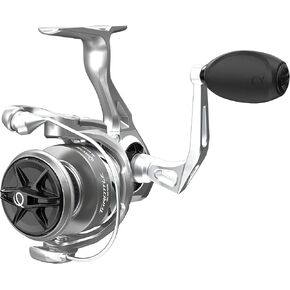 Zebco Quantum Throttle Spinning Fishing Reel, Size 10 Reel, Stainless Steel Bail Wire, Dura-Lok Anti-Reverse Clutch, Oversized Non-Slip Handle Knob, 10 + 1 Ball Bearings, 5.2:1 Gear Ratio, Silver