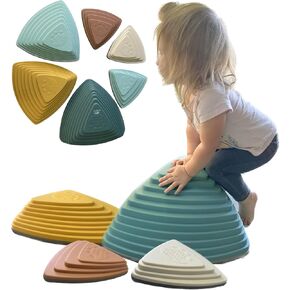 Everett & Avery Co. Sensory Steping Stones for Kids - مجموعة من 6 أحجار توازن متميزة لدورات العقبات