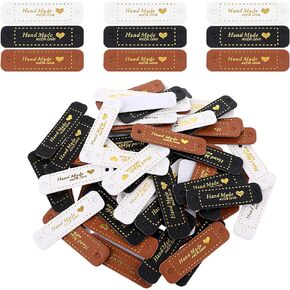 72 قطعة مصنوعة يدويًا من الجلد ، مصنوع يدويًا مصنوعًا يدويًا مع Leathers Leathers علامات الكروشيه مع ثقوب للعناصر الملحقات المتماسكة خياطة على علامة جلدية للحياكة القبعات DIY Craft Supplies