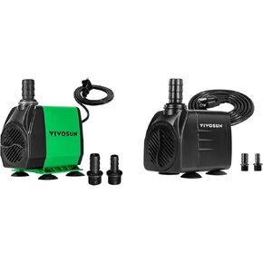 VIVOSUN 800GPH Submersible Pump(3000L/H, 24W) and 660GPH Submersible Water Pump, 2500L/H 35W aquarium pump, Ultra Quiet Fountain Pump with 8.2ft/2.5m High Lift for Fish Tank