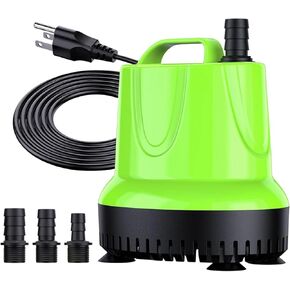 مضخة المياه الغاطسة نافورة - 330 GPH ، 25W مع 3 فوهات - تدفق ثابت وضوضاء منخفضة - مضخة تصريف محمولة للبرك ، أحواض السمك ، خزانات الأسماك ، الأنظمة المائية