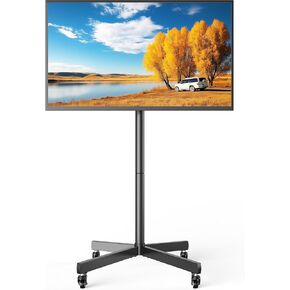USX Mount Mobile TV Cart Rolling TV Stand with Wheels for 23-60" LCD LED Flat/Curved Panel Screens,Height Adjustable Floor Stand Holds up to 99Lbs Portable Stand,Max VESA 400x400mm