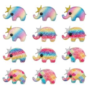 Elephant Hair Clips for Women Girls, Snap Barrettes Hair Clips for Baby Girls Kids Toddlers, Sparkle Cute Small Hair Accessories Colorful Hair Pins Set (6 Pairs)