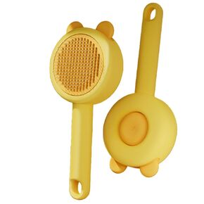 فرشاة Cat Paw مع زر التحرير ، فرشاة قطة التنظيف الذاتي للتخلص ، فرشاة شعر القط للاستمالة على القطط الطويلة والقصيرة ذات الشعر (أصفر)