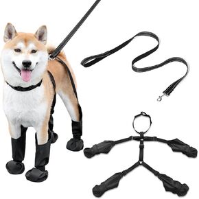COTATI Dog Suspender Boots Waterproof Dogs Boots & Leggings,Dog Paws Shoes Protectors with Suspenders Small to Large for Snow and Rain (M)