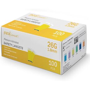 MedtLancet I Pressure Activated Safety Lancets 26Gx1.8mm, 100 Pieces