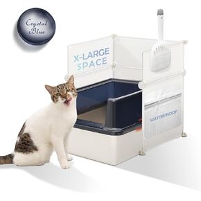 مربع فضلات من الفولاذ المقاوم للصدأ Meexpaws مع غطاء كبير XL كبير للقطط الكبيرة ، مربع فضلات معدنية مغلقة مع العلبة عالية الجوانب ومغرفة ، تسرب غير مكثف ، مضاد للالن ، تنظيف سهل